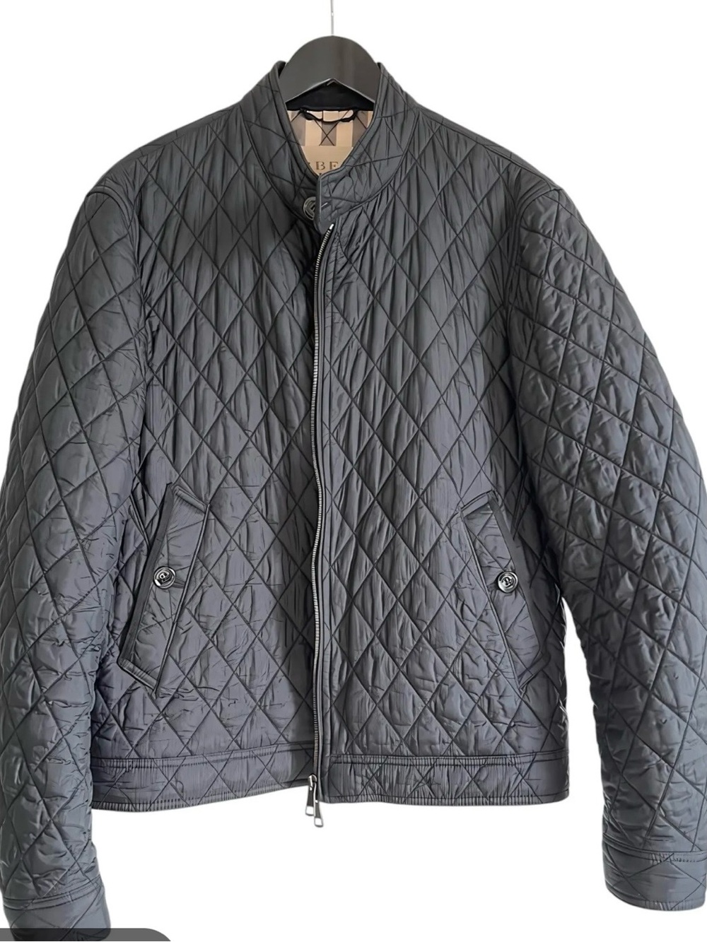 NWOT Burberry Quilted Nylon Jacket in Dark Grey Sz L
